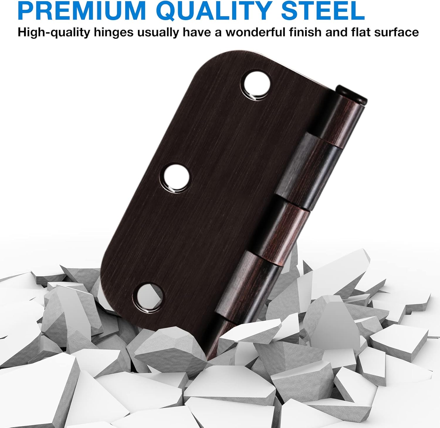 18 Pack Oil Rubbed Bronze Door Hinges - 3.5 Inch Rounded 5/8 Radius 3 1/2 Hinges for Indoor Doors