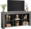 LITTLE TREE TV Stand with Storage, 63-Inch Entertainment Center with Shelves, Modern Media Console for Television up to 65" for Living Room, Bedroom, Grey + Black