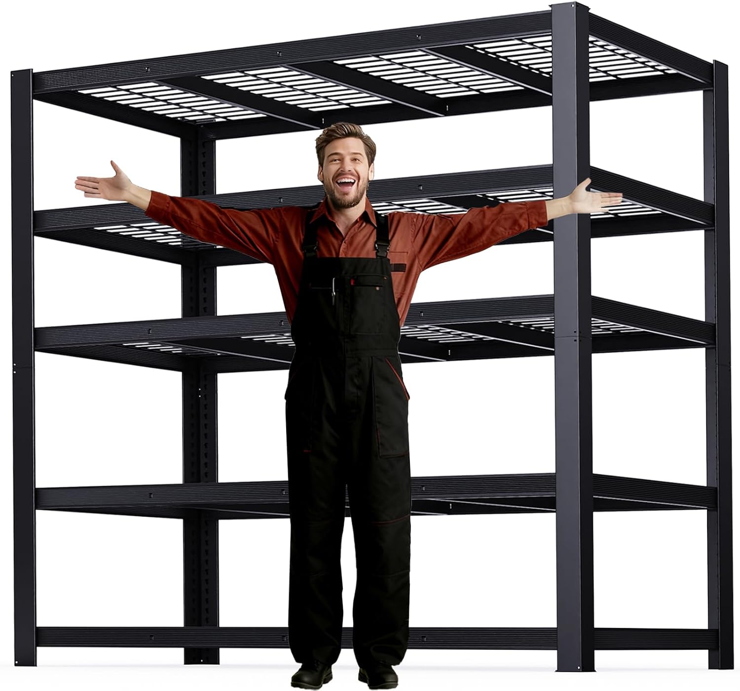 62" W 3050LBS Storage Shelves Unit,5 Tier Heavy Duty Metal Shelving Unit and Storage Large Rack,72" H x62 W x24 D Adjustable Metal Shelving Unit,Garage Shelves for Basement,Warehouse