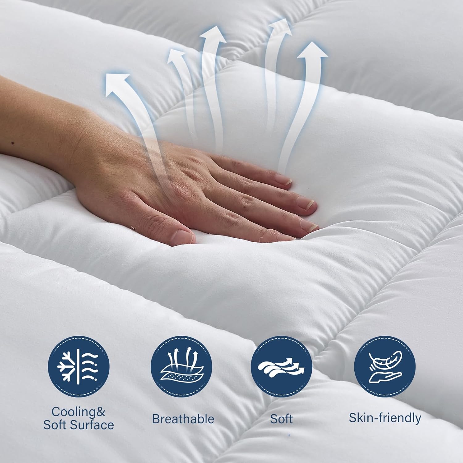 4 Inch Dual Layer Mattress Topper King Size, 2 Inch Cooling Gel Memory Foam and 2 Inch Down Alternative Pillow Top Pad for Back Pain, with 8-21 Inch Deep Pocket