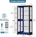 Dystler Display Cabinet with Glass Doors, 71'' Tall Curio Cabinet with RGB Lights for Collectibles, LED Display Case with Removable Shelf for Book/Medal/Figure, Black