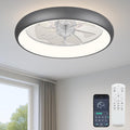 Fszdorj 20'' Ceiling Fan with Light, Upgraded Low Profile Fan, Flush Mount Ceiling Fan, 6 Speeds, Dimmable LED, App & Remote Control, Quiet DC Motor, for Bedroom, Living Room, F109 Grey