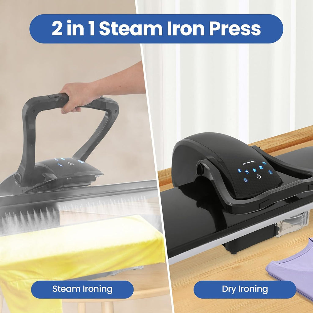 36in Large Steam Iron Press with LED Touch Screen,1600W Compact Ironing Steam Press with 5 Fabric Settings,Professional Iron Press Machine,Digital Steam Press for Home Business