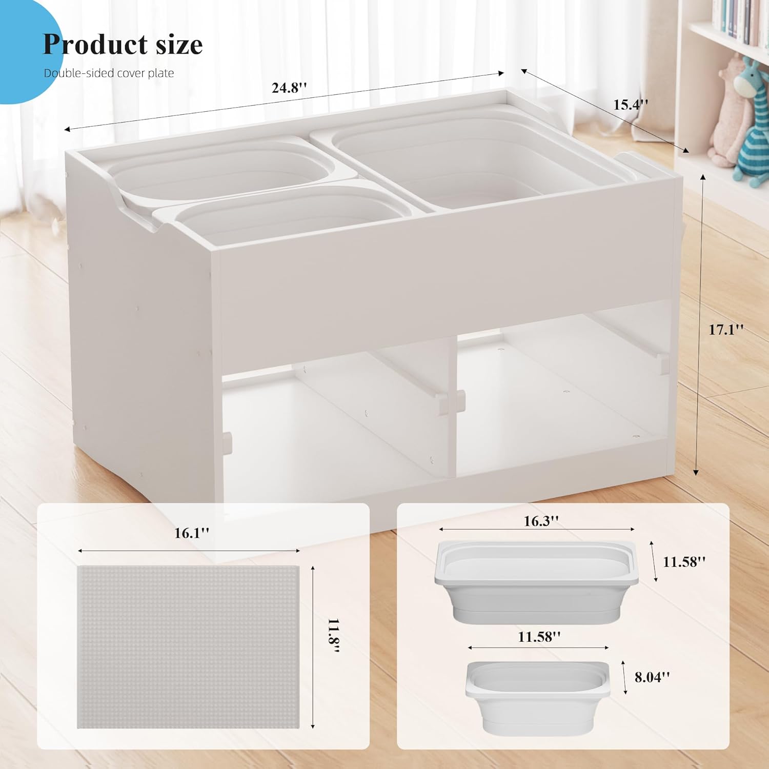 Easyego Kid Sensory Table with Storage - Activity Table with Foldable Storage Bins, Birthday Gifts for Boys and Girls - White