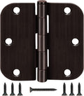 18 Pack Oil Rubbed Bronze Door Hinges - 3.5 Inch Rounded 5/8 Radius 3 1/2 Hinges for Indoor Doors