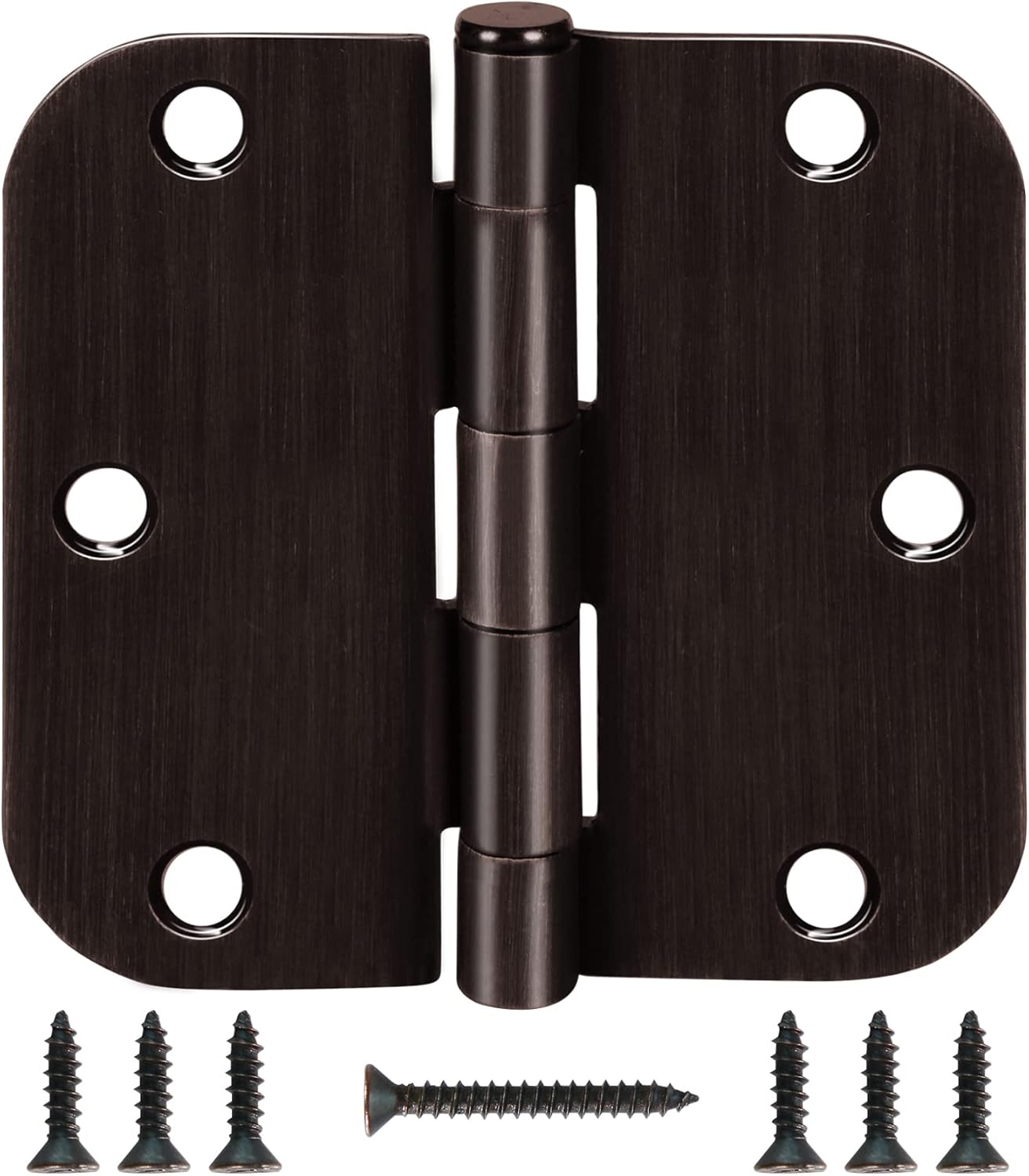 18 Pack Oil Rubbed Bronze Door Hinges - 3.5 Inch Rounded 5/8 Radius 3 1/2 Hinges for Indoor Doors
