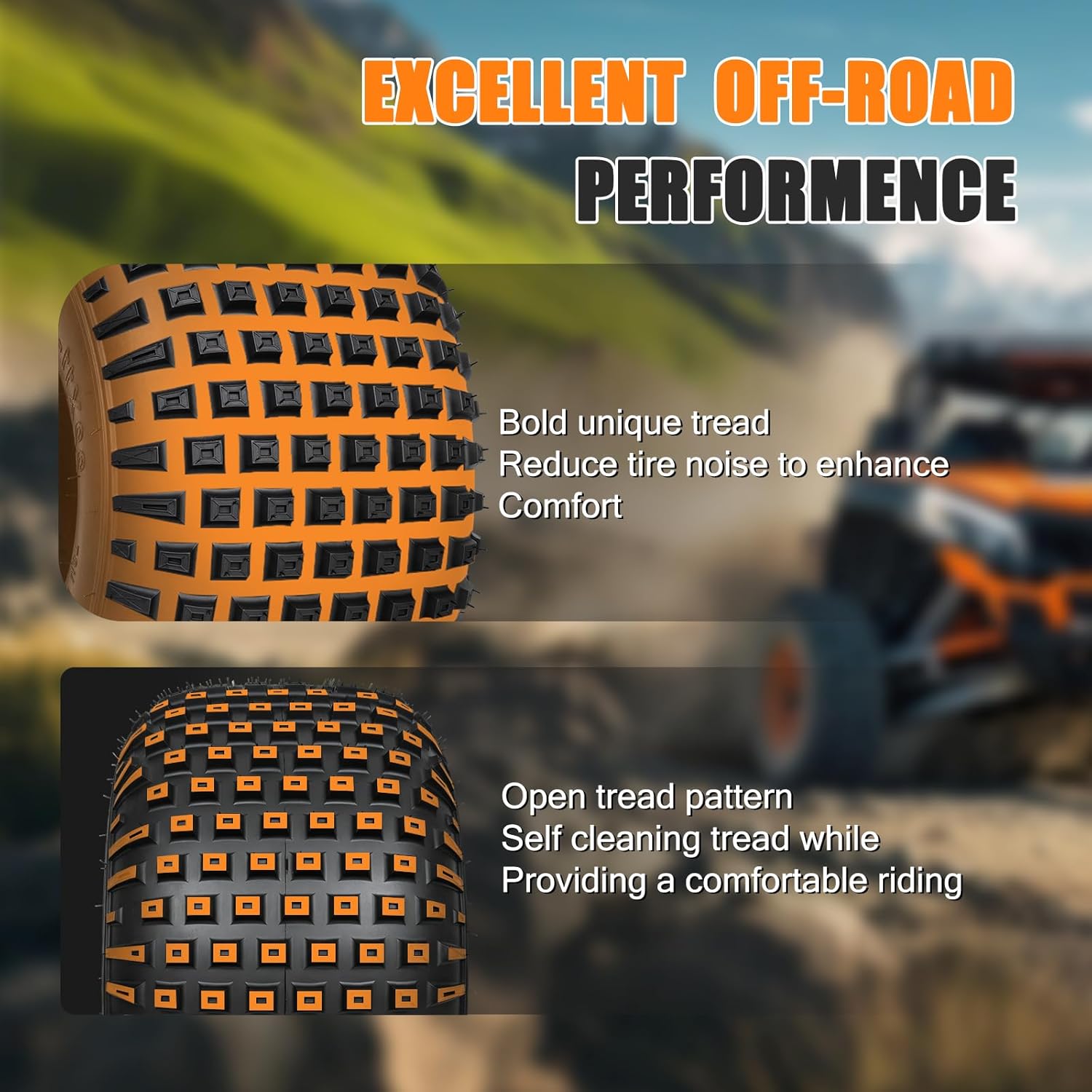 TRIPOWER 22x11x8 ATV UTV Tires 22x11-8 All-Terrain Knobby Golf Cart Tires for Trail Sand Mud Off-Road Tire, 6-Ply Tubeless, Pair of 2
