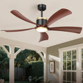 BLNAN 52" Premium Walnut Solid Wood Ceiling Fan with Light - Whisper-Quiet DC Motor, 6 Speeds, 3000K-6000K Dimmable LED, Remote Control with Timer, 2 Downrods for Indoor/Outdoor, A++ Energy Saving