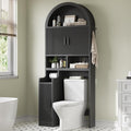 Itaar Arched Over The Toilet Storage Cabinet, 78.7" H Fluted Bathroom Organizer with Reversible Side Cabinet, Adjustable Shelves, Anti-Tipping, Hooks & Paper Holder for Bathroom Laundry Room, Black