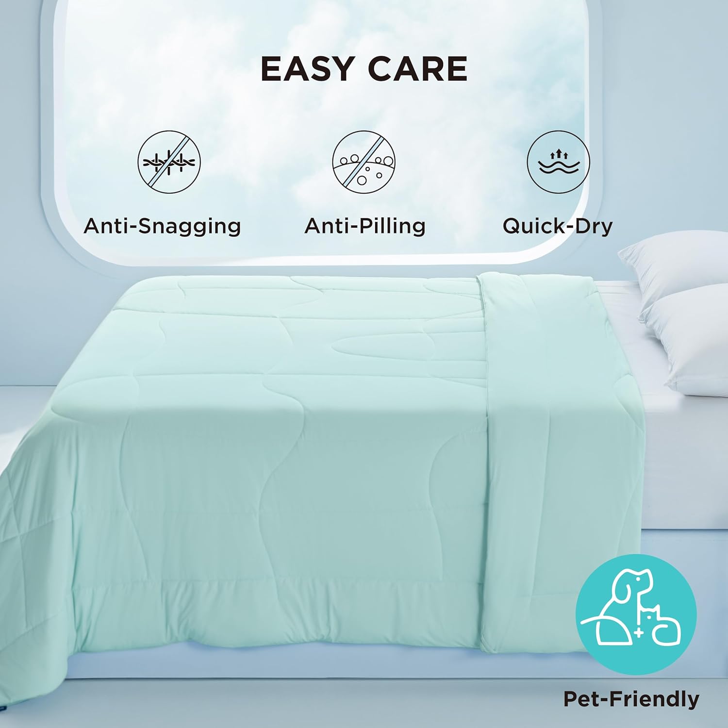 Bedsure Cooling Comforter Queen Size - Cooling Blankets for Hot Sleepers, Lightweight Comforter for Summer with Dual-Sided Cool Tech, Soft Breathable Cold Blanket for Sleeping, Green, 88x88 Inches