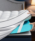Dual Layer 4 Inch Memory Foam Mattress Topper King Size, 2" Cooling Gel Memory Foam & 2" Pillow Top Mattress Pad Cover for Back Pain Relief, Deep Elastic Pocket, Medium Support, White