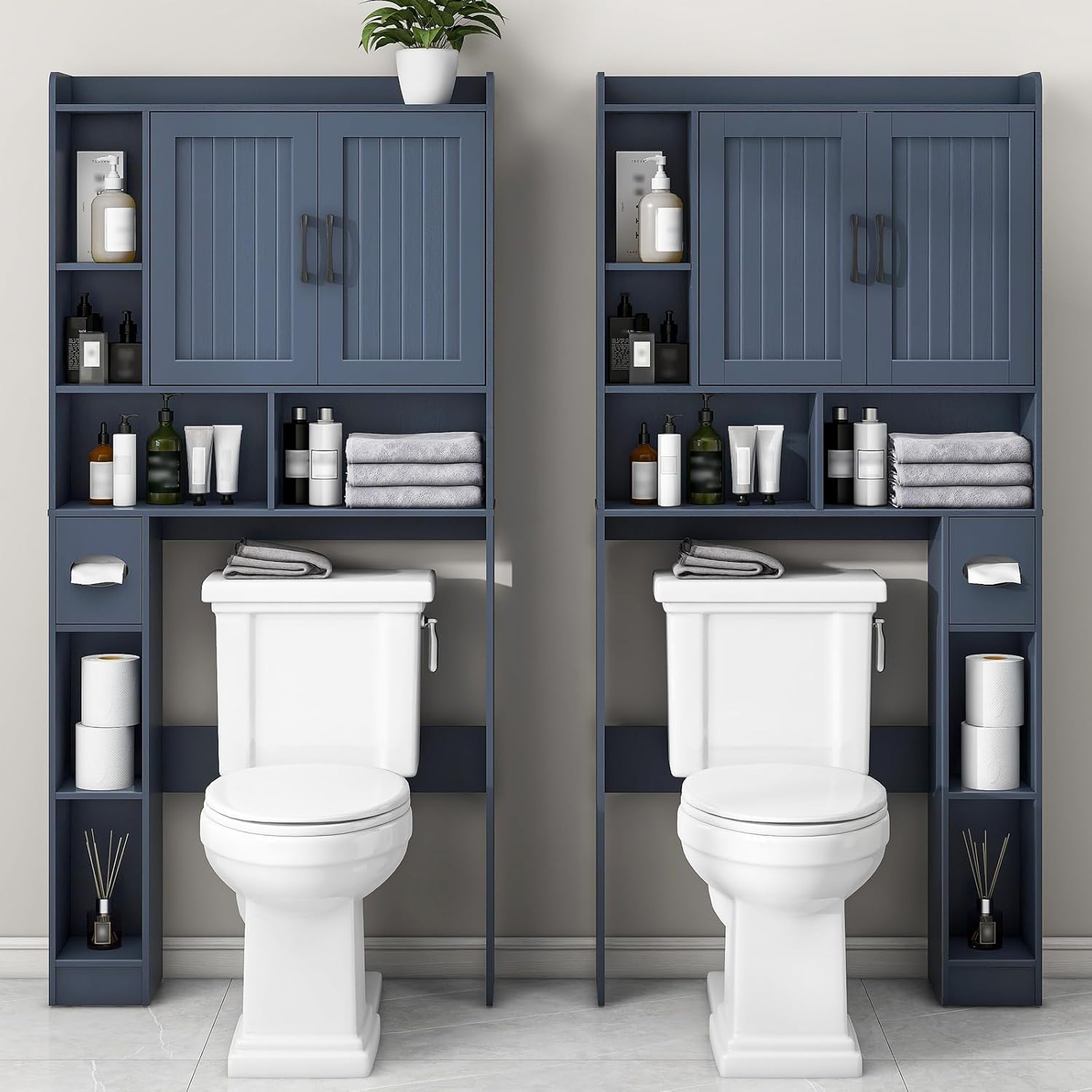 Vabches Over The Toilet Storage Cabinet, Farmhouse Storage Cabinet Over Toilet with Barn Door，Home Space-Saving Toilet Rack, for Bathroom, Restroom, Laundry