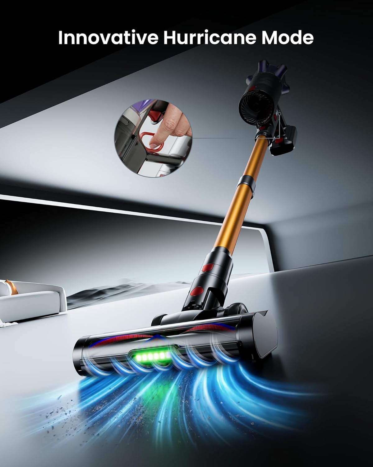 Cordless Vacuum Cleaner, 650W 55Kpa 70Mins Cordless Stick Vacuum with Hurricane Mode, 1.8L Cup, Anti-Tangle Vacuum Cordless, Self-Standing Vacuum Cleaners for Home Pet Hair Carpets