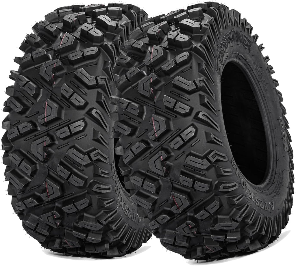 Set of 2 FORERUNNER 25X10-12 ATV Tires, 6PR Tubeless UTV Tires, All-terrain Tires