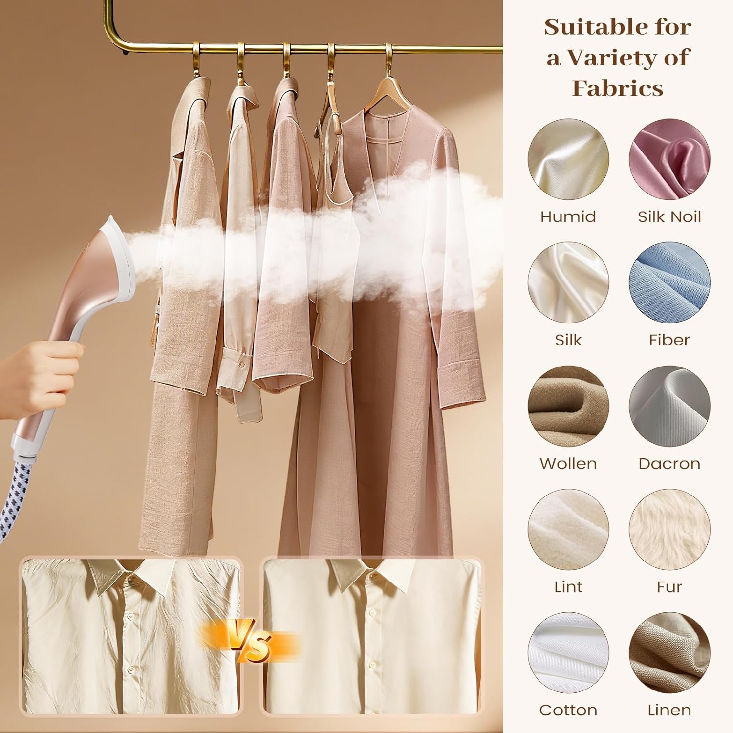 HAPAIS Steamer for Clothes,1800W Standing Garment Steamer 30s Fast Heat,90° Rotating Ironing Board,2L Tank for All Fabrics like Silk,Heavy Duty Double Pole Professional Clothes Steamer for Family