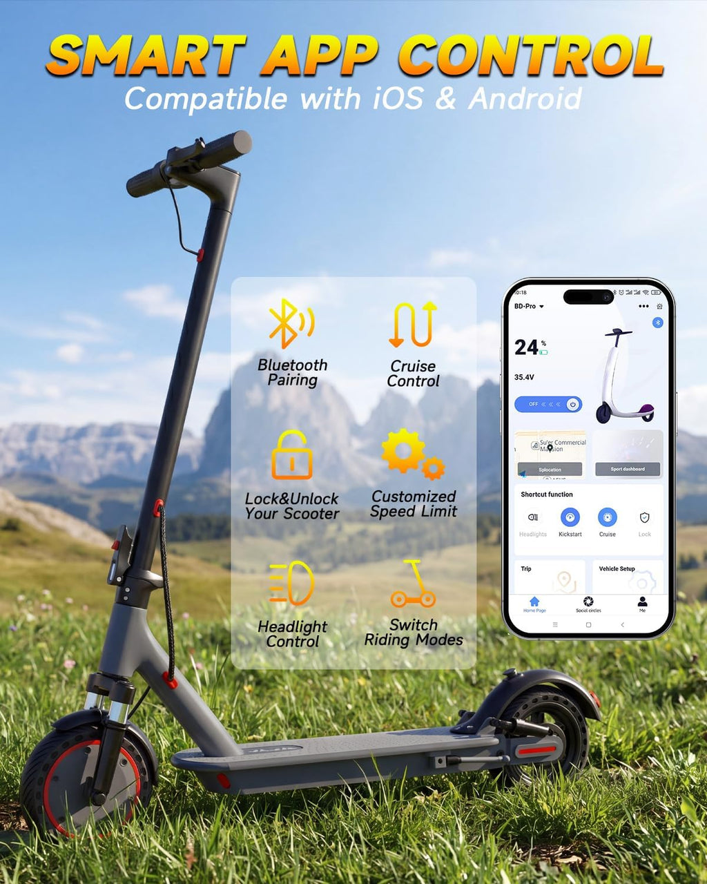 VOLPAM 10''/11''Electric Scooter with Dual Suspensions, 19/22MPH, 500W/800WMotor, 60/40/31/23Miles Long Range, Dual Braking, Max Load 264 lbs