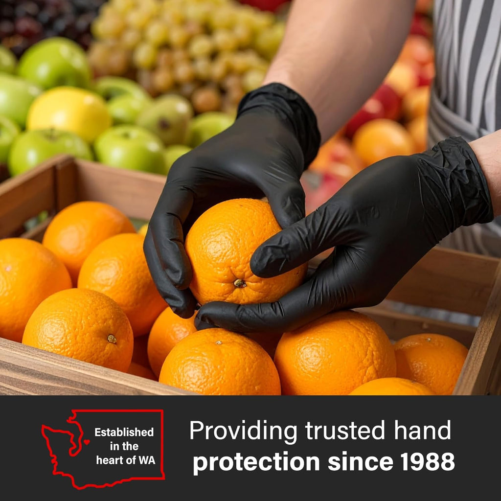 GLOVEWORKS XL Black Nitrile Gloves for Cooking, Food Prep, Disposable, 5 Mil, Professional Cleaning, Case of 1000