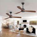 addlon 2 Pack 52 inch Ceiling Fan No Light, Black Ceiling Fans with Remote Control, Reversible, 3 Wood Blades, 6 Speeds, Noiseless, Wood Ceiling Fan without Light for Indoor/Outdoor Use