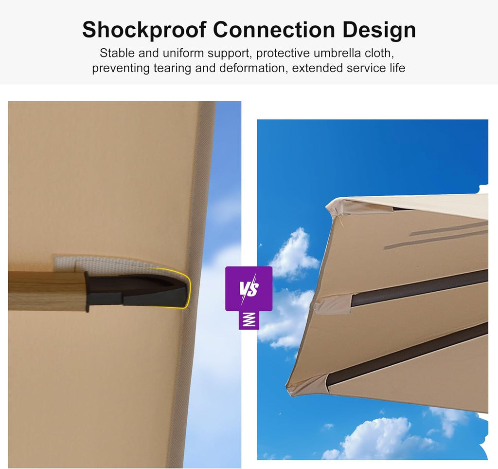 PURPLE LEAF 12FT Patio Umbrella Square Cantilever Umbrella Teak Finished Aluminum Frame Large Windproof Offset Outdoor Sun Umbrellas for Beach Pool Deck, Beige