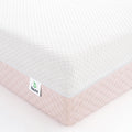 Dourxi Crib Mattress, Dual Sided Comfort Memory Foam Toddler Bed Mattress, Triple-Layer Breathable Premium Baby Mattress for Infant and Toddler w/Removable Outer Cover - White&Pink