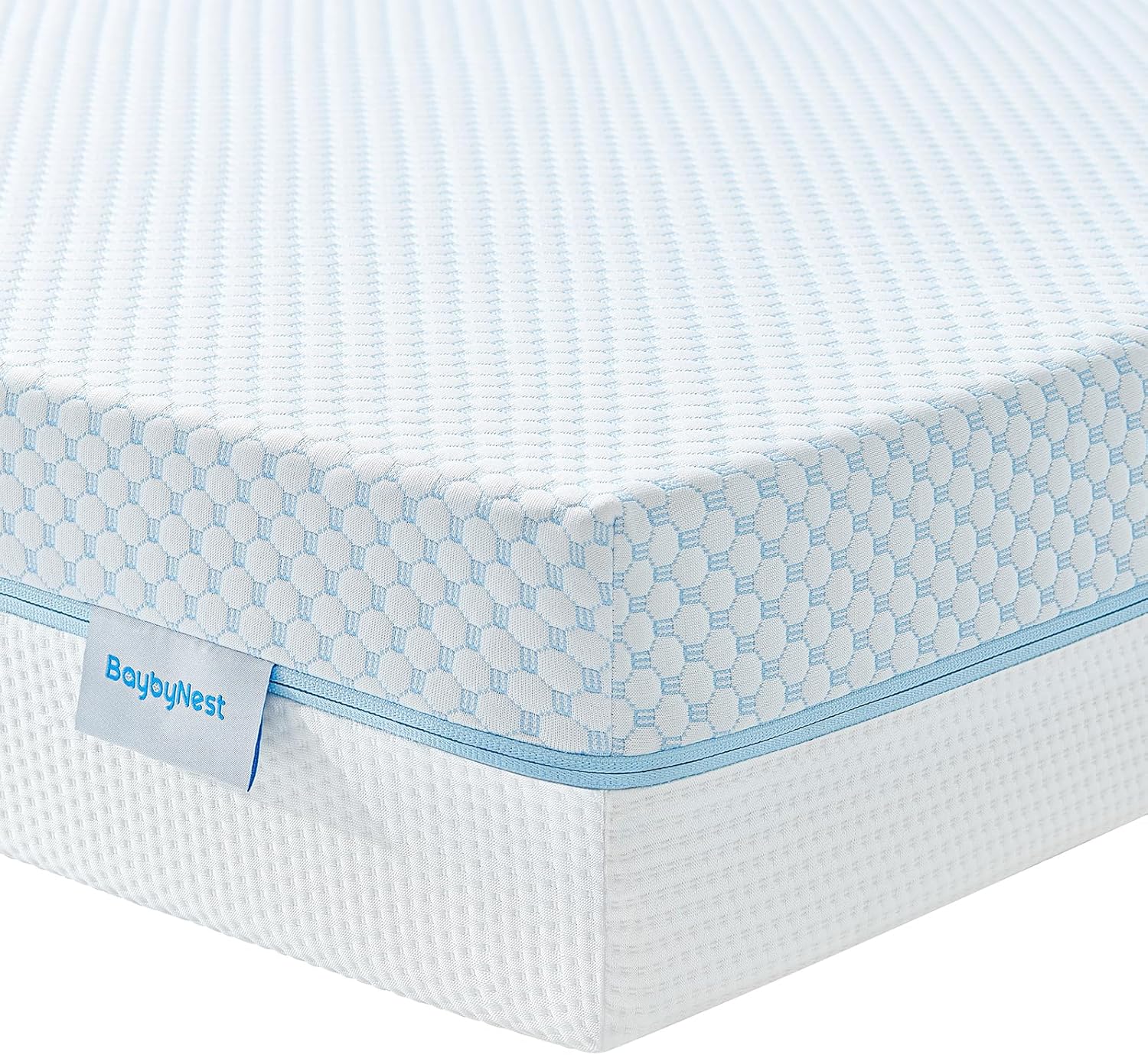 6" Dual Sided Crib & Toddler Mattress (Firm & Plush) - Memory Foam, Lux Cooling Removable Cover for Infant All-Night Comfort - CertiPUR-US Certified (Blue & White)