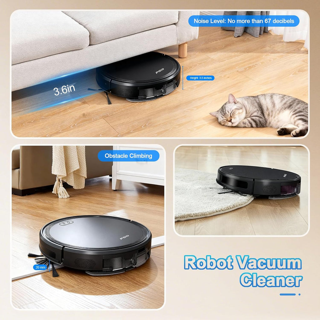 Robot Vacuum and Mop Combo, 2 in 1 Mopping Robotic Vacuum Cleaner w Schedule,Robot Vacuum Self Emptying App/Remote,5000Pa Strong Suction, Slim, Ideal for Hard Floor, Pet Hair (F7s)