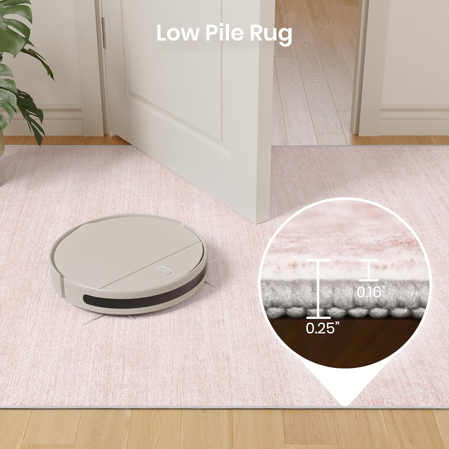 Valenrug Washable Rugs 5x7 - Non Slip 5x7 Area Rugs for Living Room, Stain Resistant Area Rugs for Bedroom, Foldable Machine Washable Area Rug(5'x7', Light Pink)