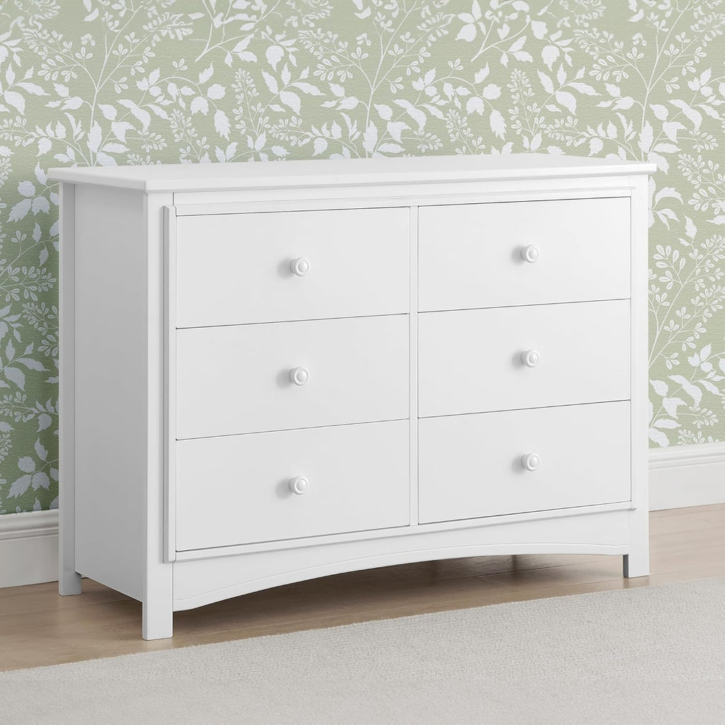 Delta Children Perry 6 Drawer Dresser - Greenguard Gold Certified, Bianca White