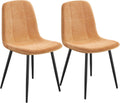 VASAGLE Dining Chairs, Set of 2 Dining Room Chairs, Metal Frame, Adjustable Feet, Easy to Clean, Glacier-Textured Synthetic Leather, for Kitchen, Caramel Brown UKDC187K01