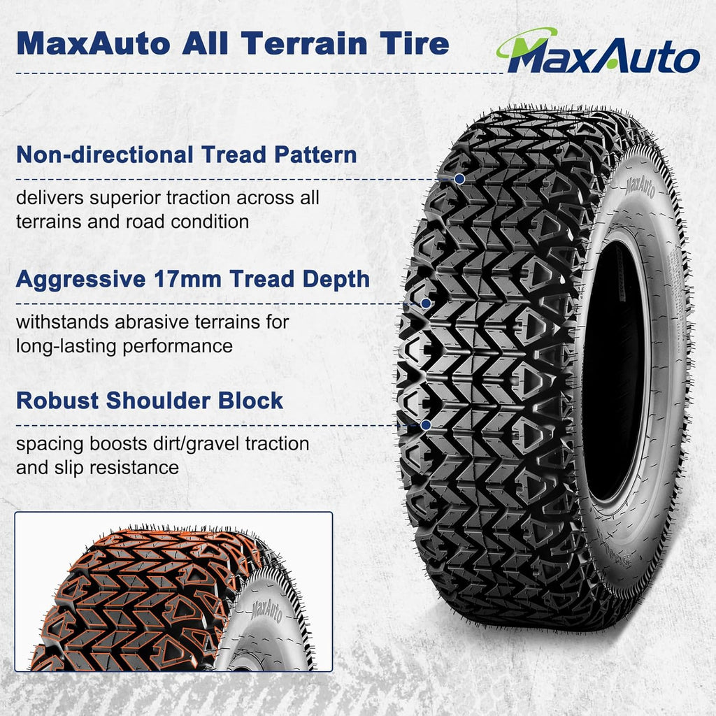 MaxAuto 2pcs 25x8-12 ATV UTV Tires, 25x8x12 All Terrain Side by Side Tires, 25 8 12 Mud Tire, 6Ply Tubeless