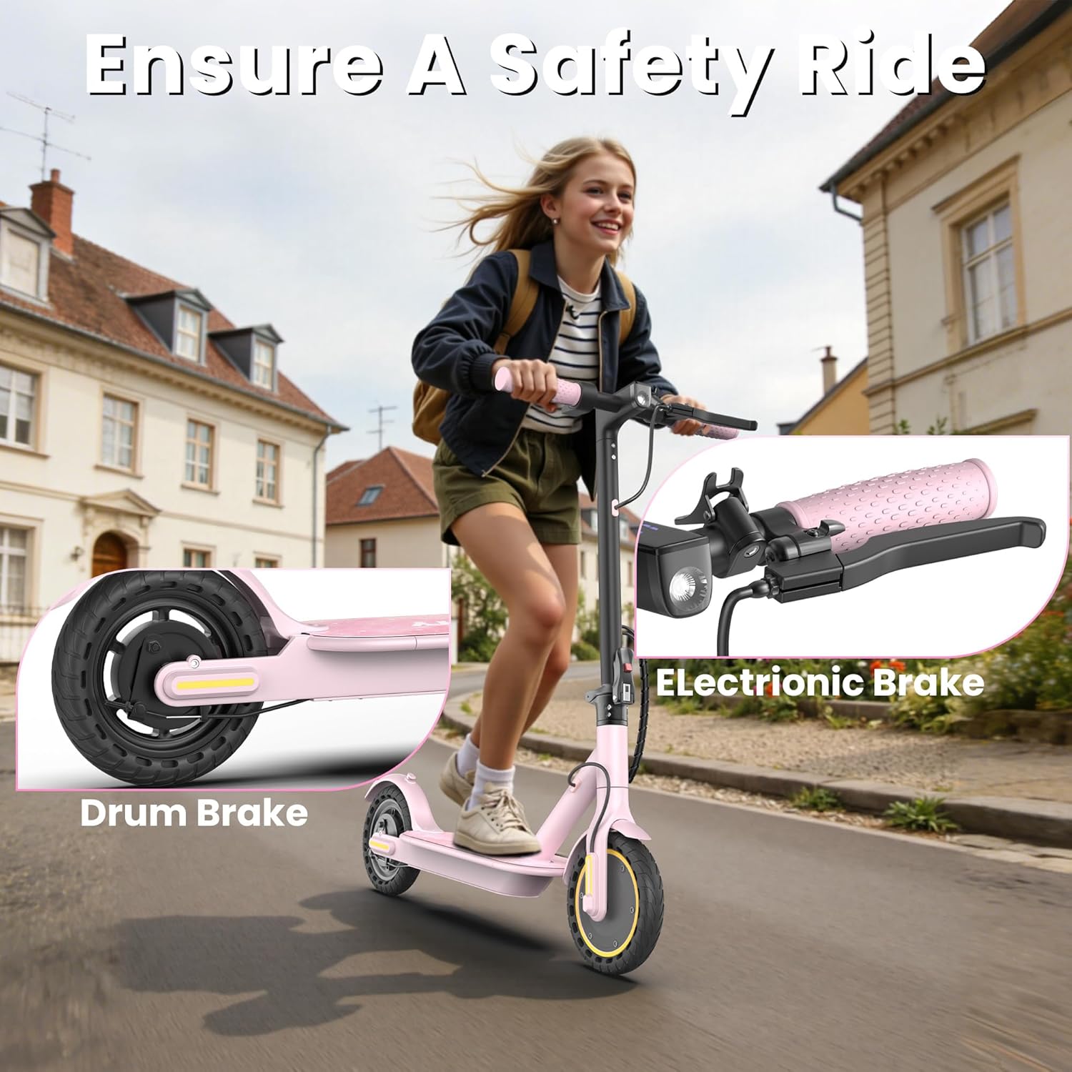 WERHY Foldable Kids Electric Scooter, 350W Motor, Max 12/16Miles Long Range, 19 MPH Max Speed, 8.5" Solid Tire, Lightweight Foldable E-Scooter with Dual Braking, Digital Display, Cruise Control