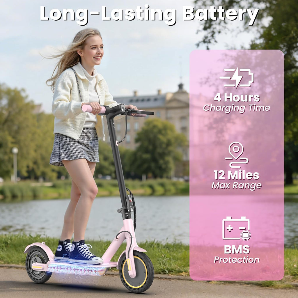 WERHY Foldable Kids Electric Scooter, 350W Motor, Max 12/16Miles Long Range, 19 MPH Max Speed, 8.5" Solid Tire, Lightweight Foldable E-Scooter with Dual Braking, Digital Display, Cruise Control
