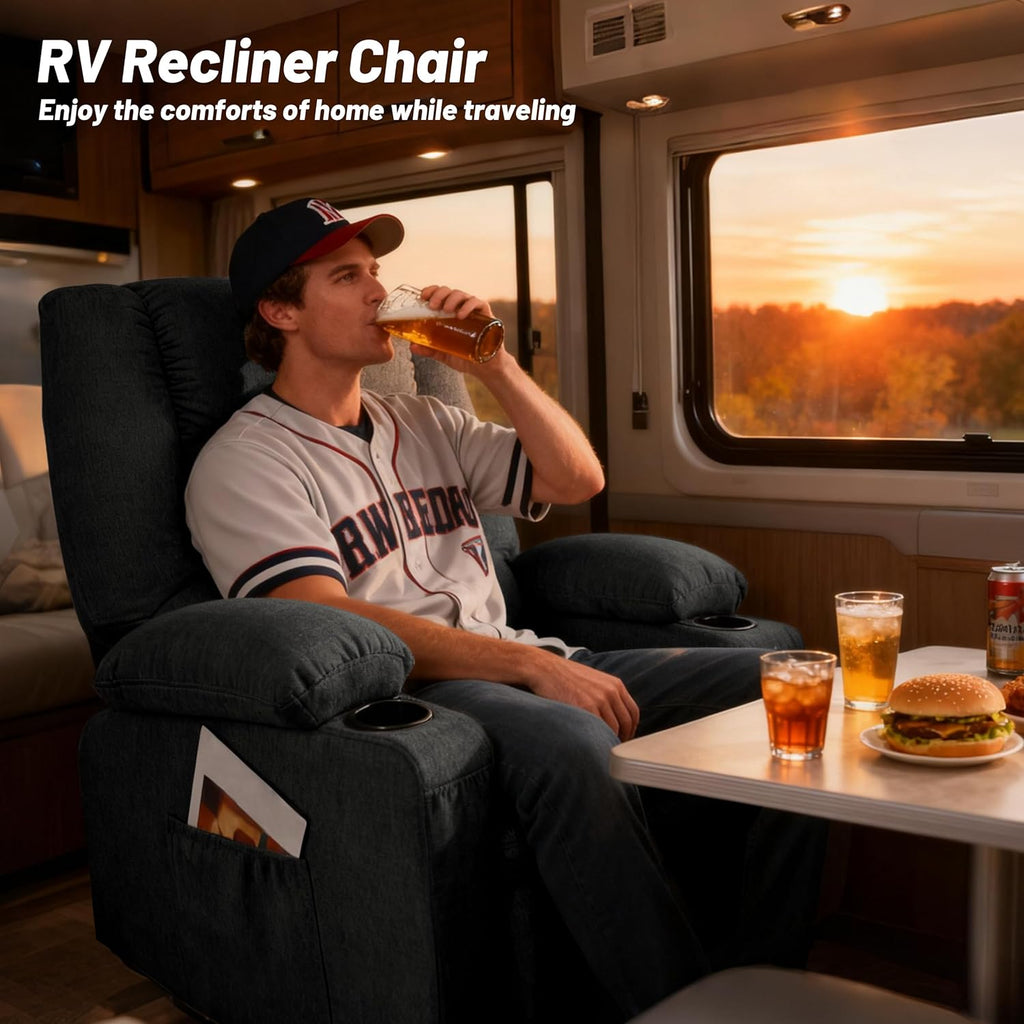 Rocker Recliner Chair with Massage and Heat, Nursery Rocking Chairs for Living Room, Ergonomic Comfy Relining Chair with Cup Holders, USB Charge Port, Side Pockets, Recliner Chair for Adults, Beige