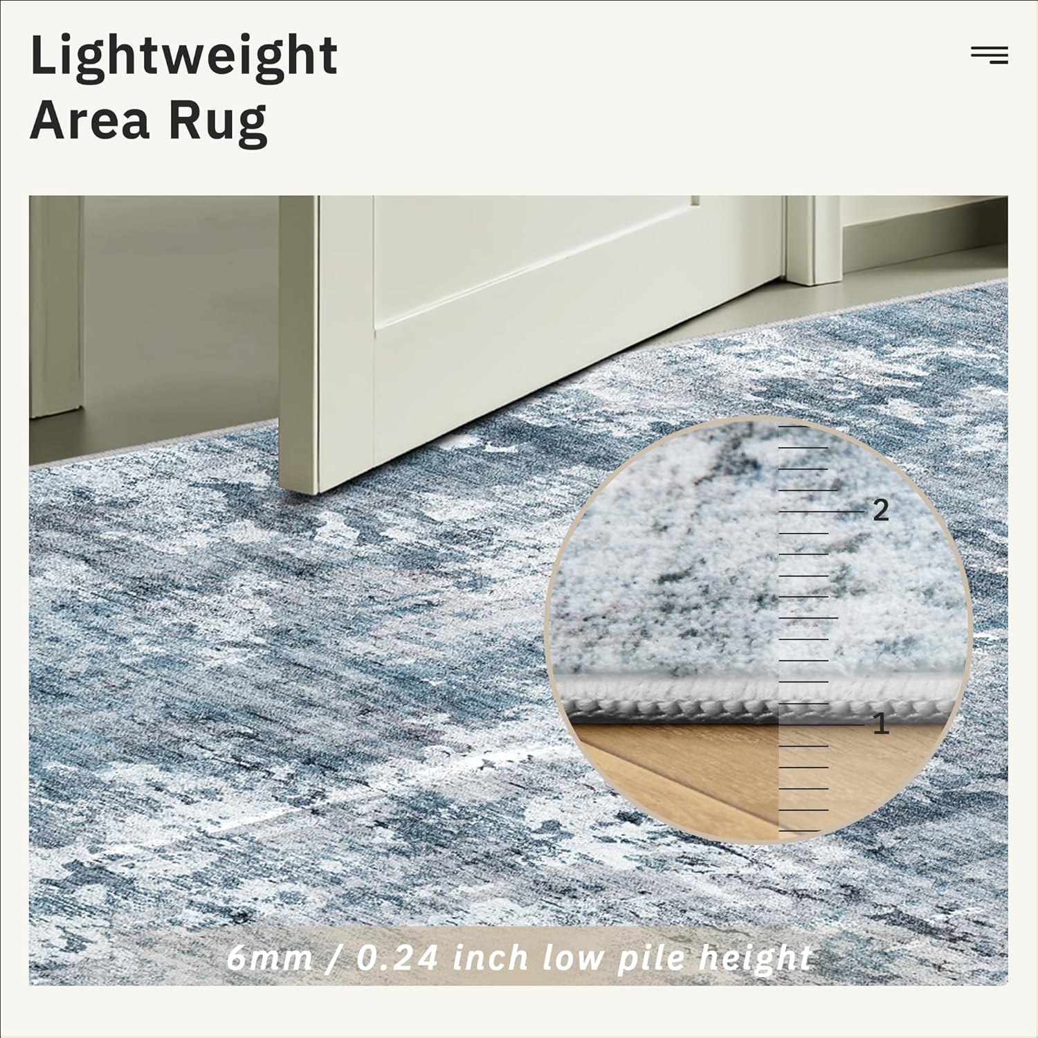 Soalmost 9x12 Area Rugs for Living Room, Abstract Non Slip Machine Washable Vintage Rugs, Low Pile Lightweight Large Rug for Bedroom, Dining Room, Home Office Blue