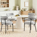 DUMOS Dining Chairs Set of 4, Mid Century Modern Chair Round Upholstered Curved Backrest, Kitchen Vanity Living Room Chairs with Black Metal Legs，Classic Grey