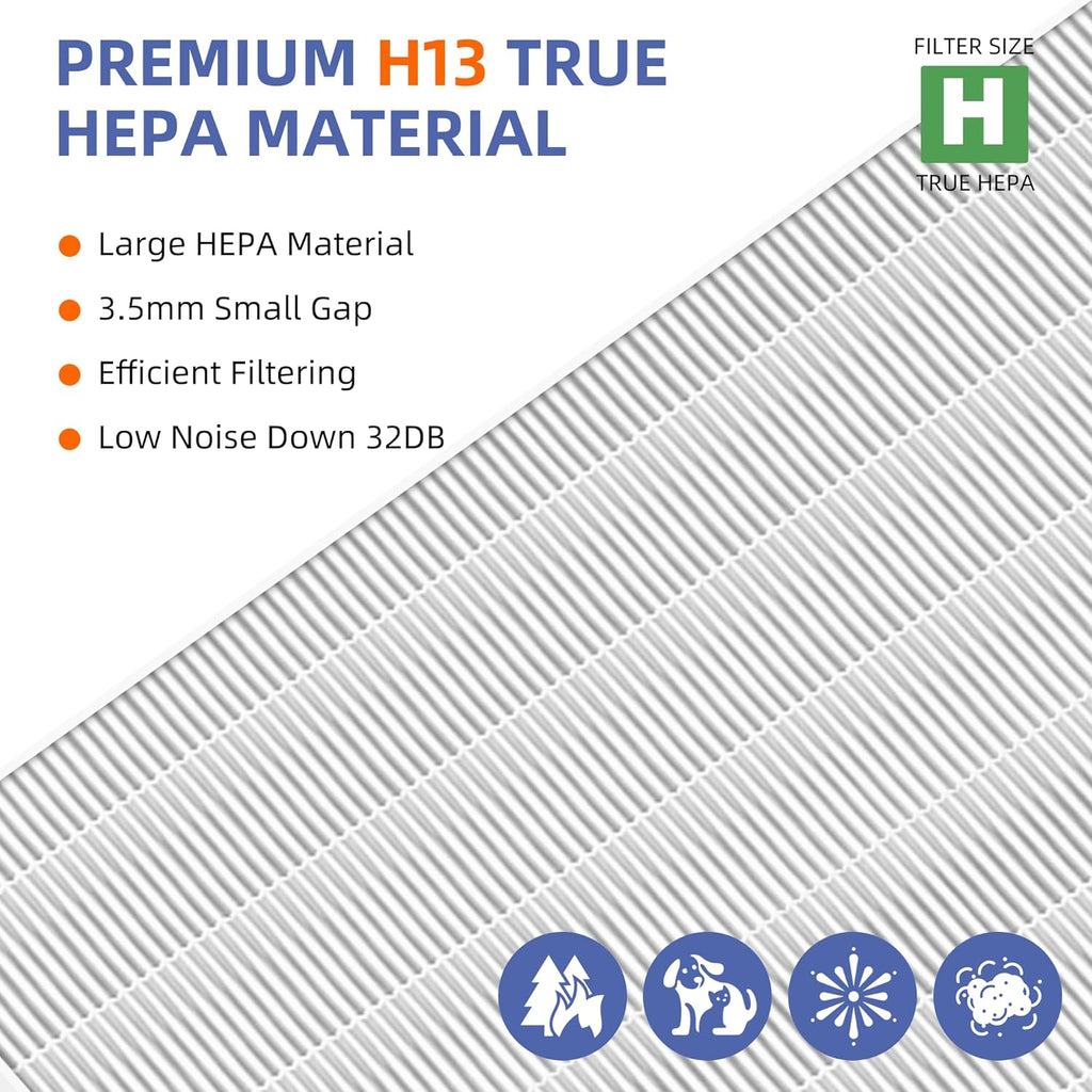 116130 HEPA Replacement Filter H for Winix 5500-2 Am80 Plasmawave Air Purifier,H13 True HEPA High-Efficiency Activated Carbon Filter,2 Combo Set