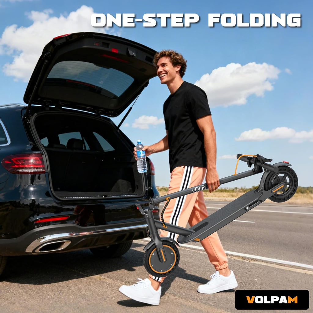 Volpam Adult Electric Scooter, Max Speed 19/21MPH, Up to 21-28 Miles Range, 500W/350WMotor Adult E-Scooter, Foldable Scooter with Dual Braking, Smart APP