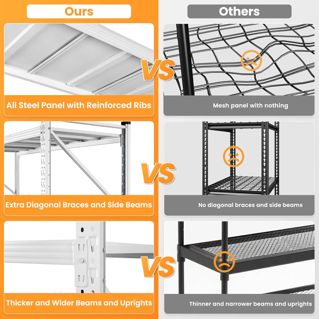 48" W Metal Storage Shelves Heavy Duty, 3000LBS Garage Shelving Units, 4 Tier Tall Metal Shelving, 24" Deep Steel Shelf Rack , Adjustable Utility Standing Shelf for Warehouse/Shop 48"W x 24"D x 70"H