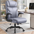 Primy Office Chair, Ergonomic Leather Desk Chair with Flip-up Armrests, Big and Tall High Back Executive Computer & Gaming Chair with Footrest, Comfy Padded, Rocking Function and Lumbar Support(Gray)