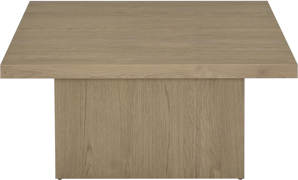 Coaster Home Furnishings - Devar - Wood - Square Coffee Table with Plinth Base, Geometric Design and Transitional Style - Living Room - Latte - 710918