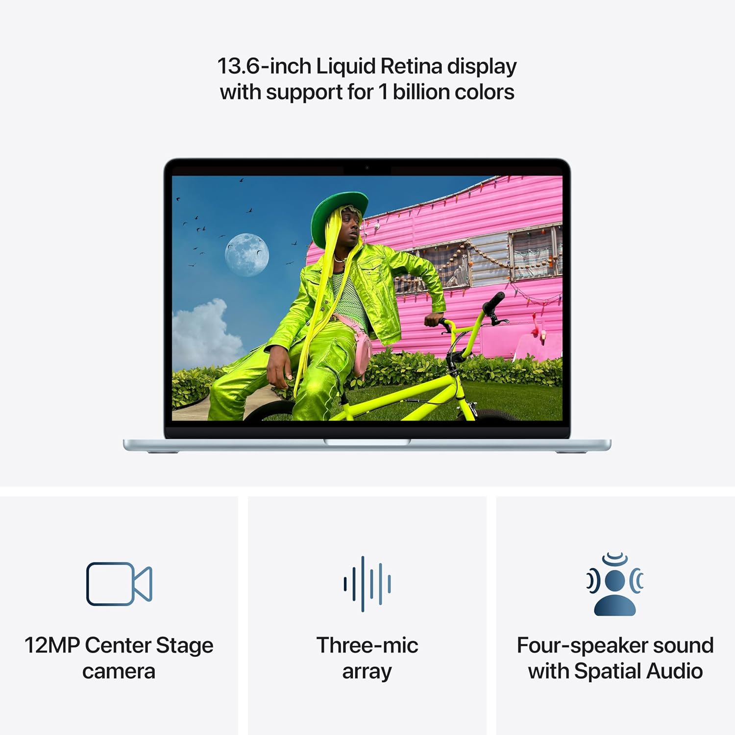 2026 MacBook Air 13-inch Laptop with M5 chip: Built for AI, 13.6-inch Liquid Retina Display, 16GB Unified Memory, 512GB SSD, 12MP Center Stage Camera, Touch ID, Wi-Fi 7; Sky Blue