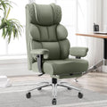 BestGlory Office Desk Chair, Big and Tall Leather Gaming Chair with Footrest, Wide Ergonomic Comfy Executive High-Back Reclining Computer Chairs, Swivel Rolling Wheels and Padded Lumbar Support, Green