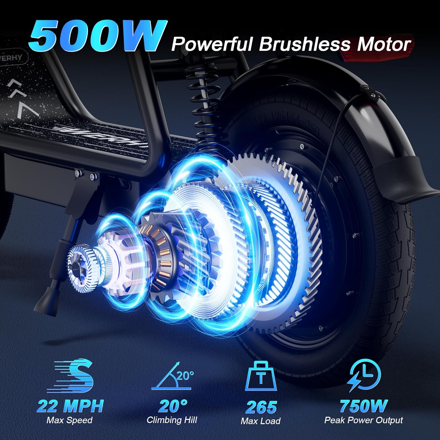WERHY Electric Scooter,500W Motor, 14'' Tires, Top Speed 22 mph, Max 27/49 Miles Ranges, Foldable E-Scooter with Suspension &Adult, Digital Display, Cruise Control,Rear Seat Box