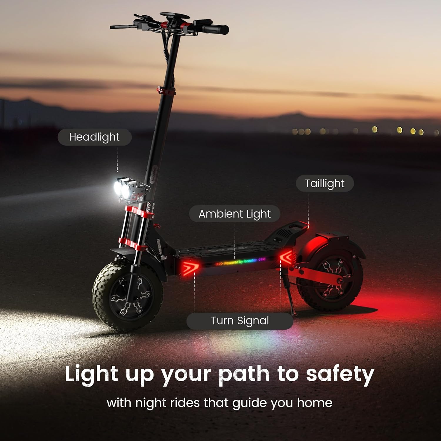 iScooter Electric Scooter, 28/38 MPH Top Speed E Scooter & 40/43/50 Miles Long Range, 10/11/12" Offroad Pneumatic Tire Scooter for Adults with Turn Signals, Double Braking Systems, APP and Storage Bag