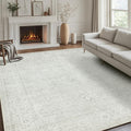 Srugn Washable Rugs 5x7 Area Rugs for Living Room,Bedroom,Large Carpets,Ultra Soft Faux Wool Retro Dining Room Rug,Non Slip&Non-Shedding Low Pile Vintage Rugs for Home Office,Concrete Grey