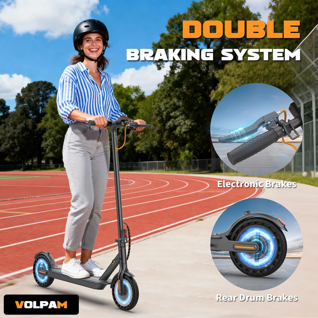 Volpam Adult Electric Scooter, Max Speed 19/21MPH, Up to 21-28 Miles Range, 500W/350WMotor Adult E-Scooter, Foldable Scooter with Dual Braking, Smart APP