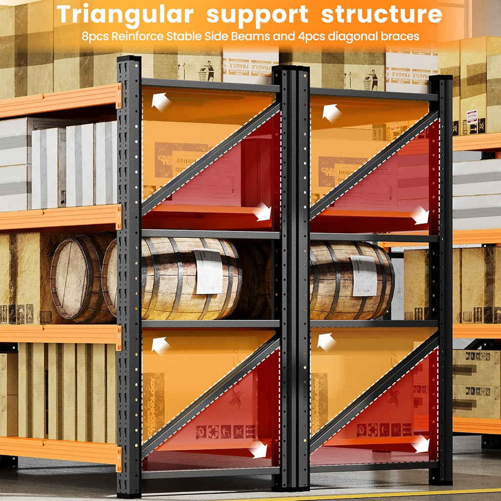 48" W Garage Storage Shelves Heavy Duty, 3000LBS Metal Shelving Units, 4 Tier Tall Metal Shelving, 24" Deep Steel Shelf Rack , Adjustable Utility Standing Shelf for Warehouse/Shop 48"W x 24"D x 70"H