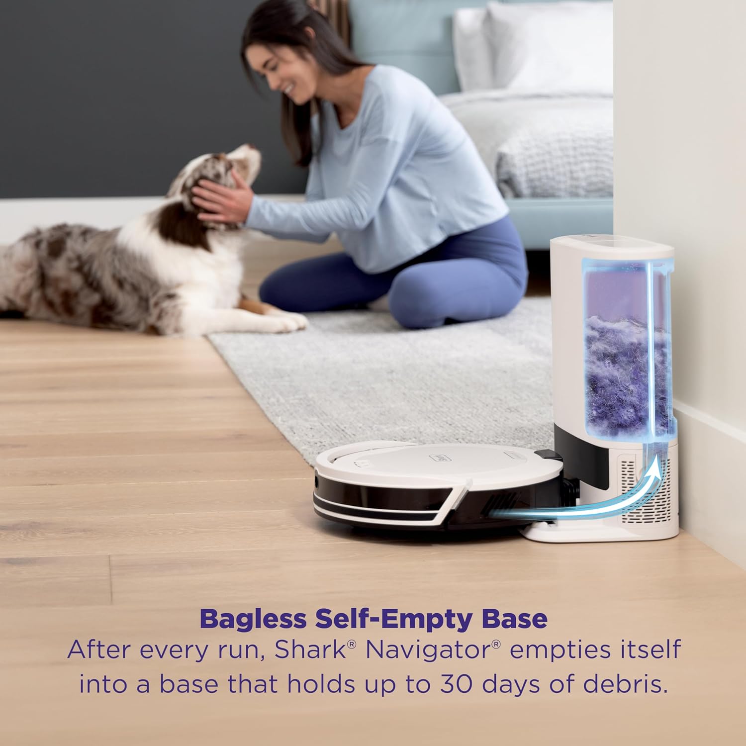 Shark Navigator | Robot Vacuum Cleaner with Powerful Suction for Pet Hair, Rugs, Carpets & Hard Floors | Bagless Self-Empty Base | 30-Day Capacity | SmartPath LiDAR Navigation | White | AV2110S