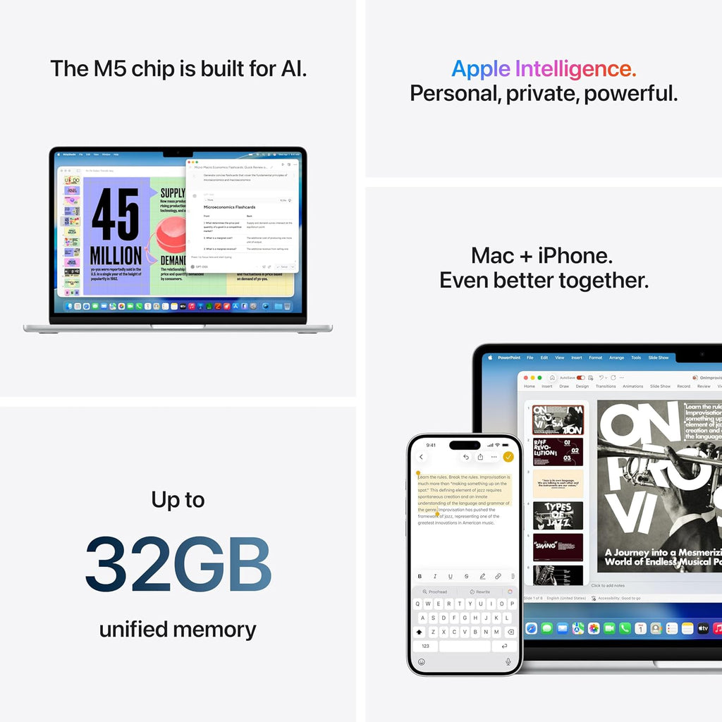 2026 MacBook Air 13-inch Laptop with M5 chip: Built for AI, 13.6-inch Liquid Retina Display, 16GB Unified Memory, 512GB SSD, 12MP Center Stage Camera, Touch ID, Wi-Fi 7; Sky Blue