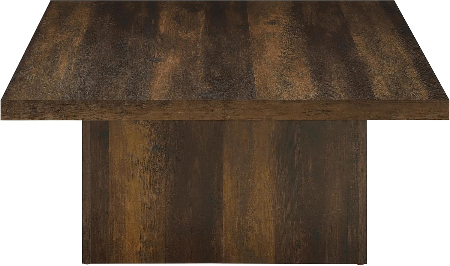 Coaster Home Furnishings - Devar - Wood - Square Coffee Table with Plinth Base, Geometric Design and Transitional Style - Living Room - Dark Pine - 710888